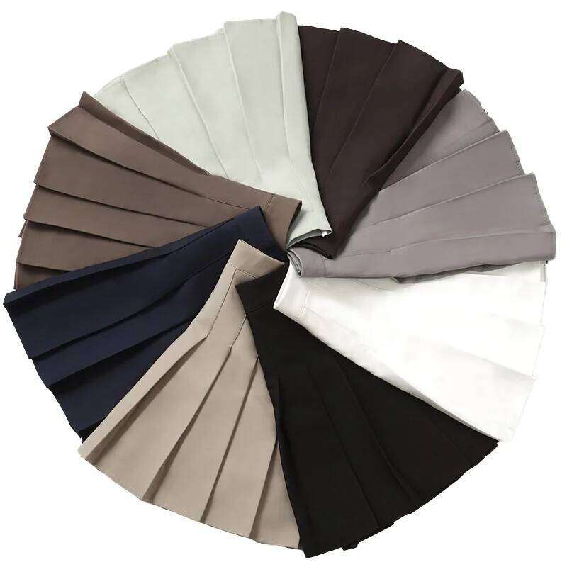Brown Ladies 2022 Summer Clothes Women's High Waist Harajuku Korean Style Black Mini Pleated Skirt For School Girl Uniform XJ260131