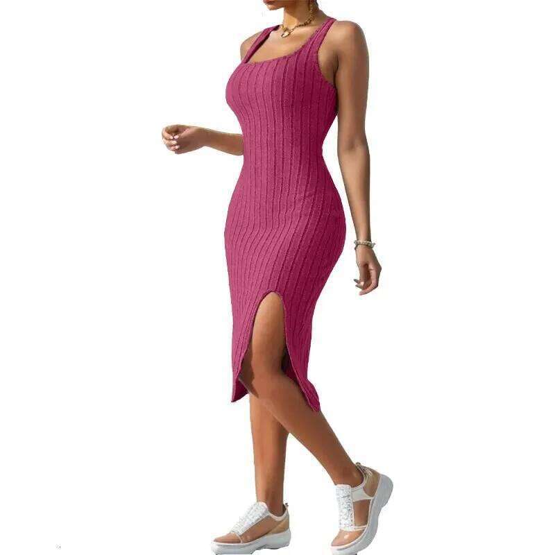 Summer New Suspender Dress Short Side Slit Square Neck Sexy Skirt XJ260131