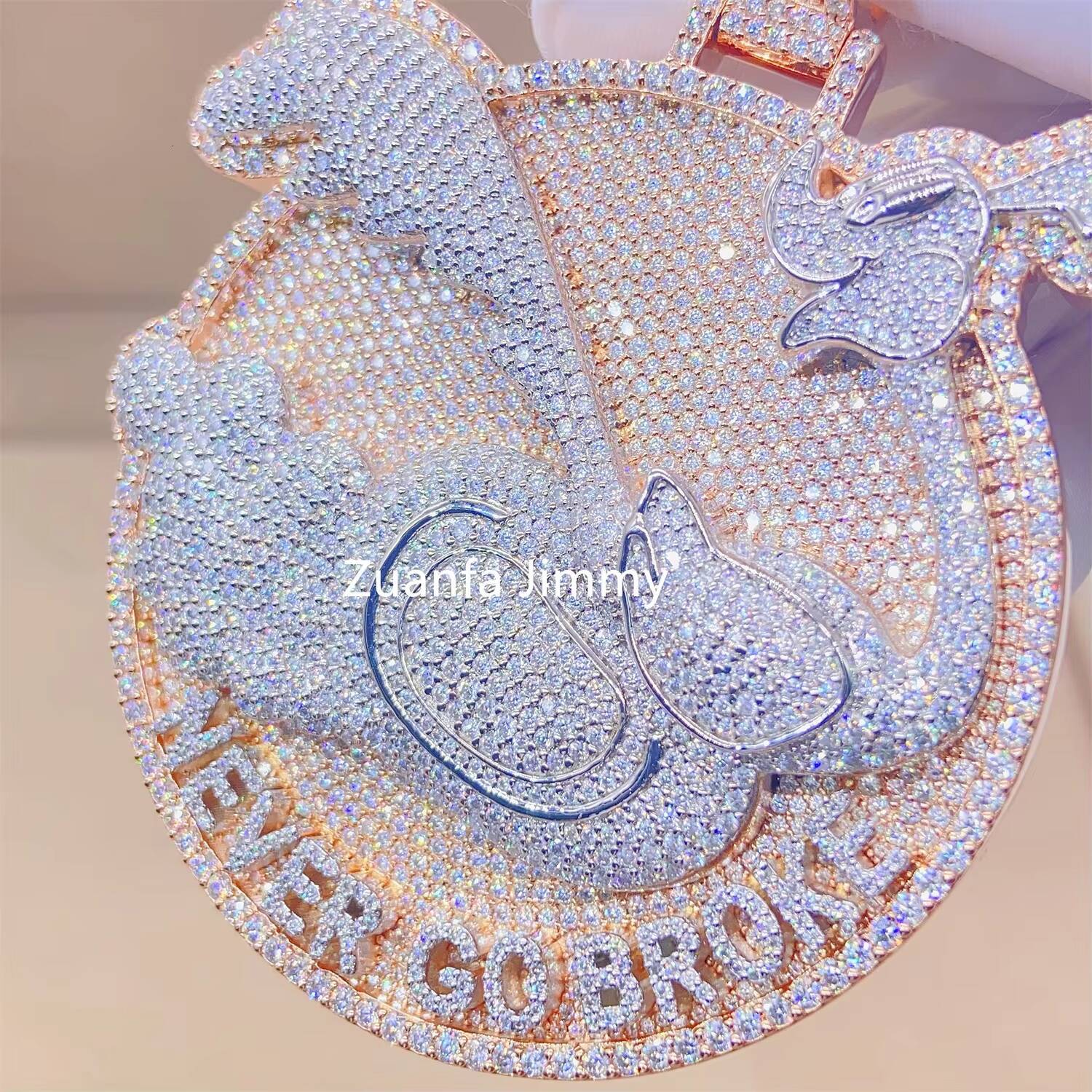 Customized Iced Out Jewelry Moissanite Diamonds Two Layered Hip Hop Jewelry 925 Silver Custom Pendant