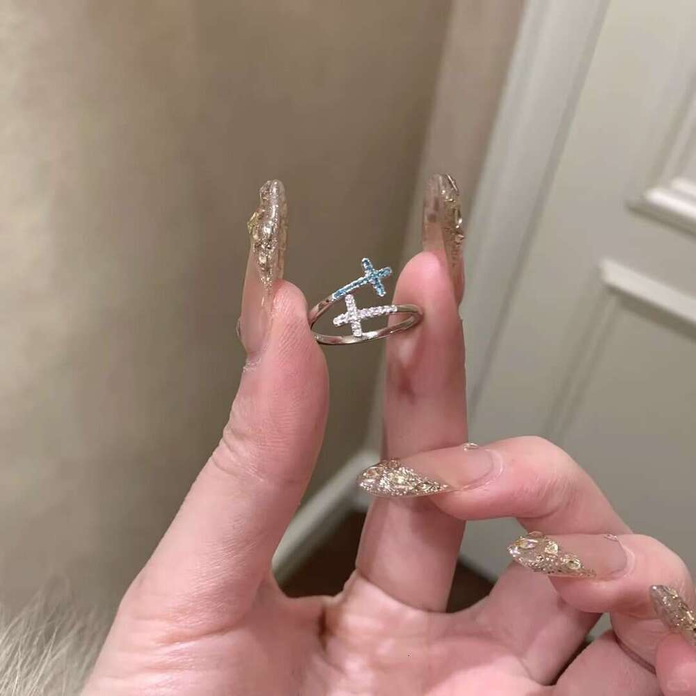 Double Crystal Cross Ring Silver-tinted Adjustable Jewelry Suitable for Date Nights and as a Gift
