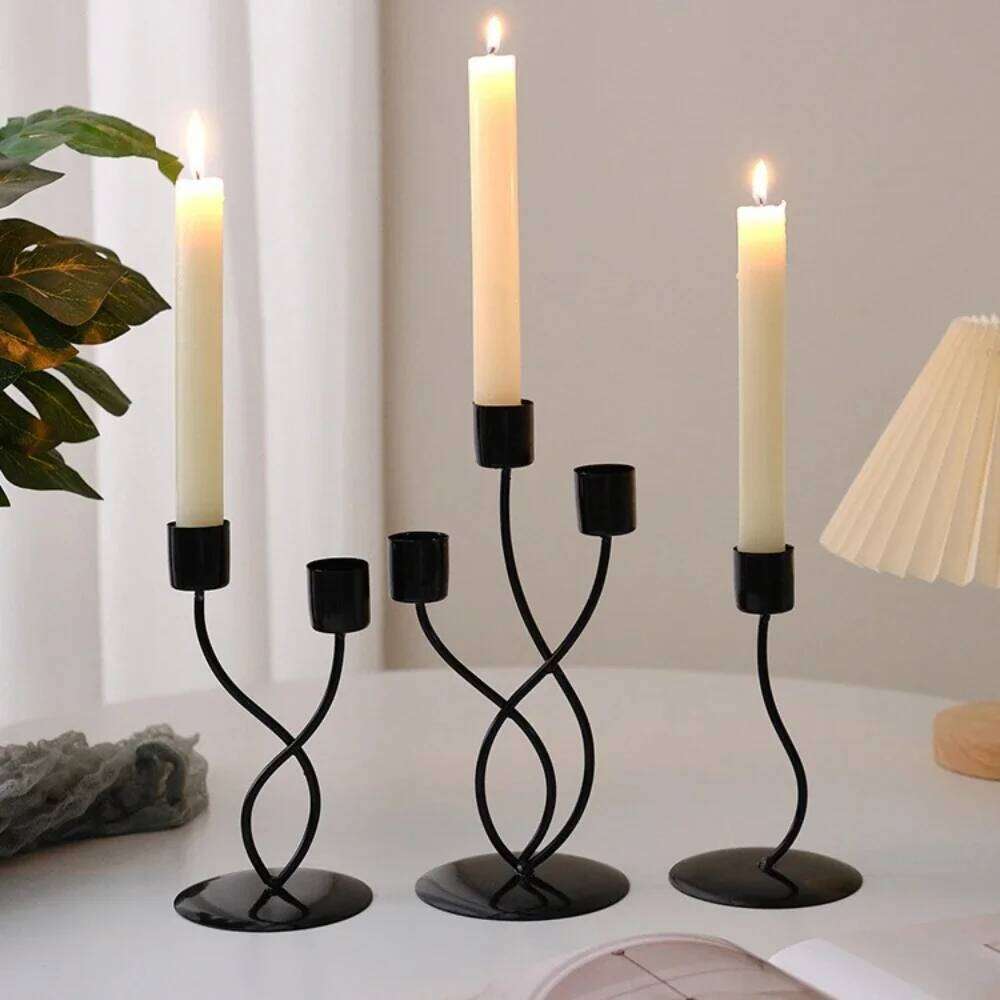 European Style Iron Candle Holder Romantic Dinner Table Decor Home Living Room Ornament for Candlelight Decoration Y260131