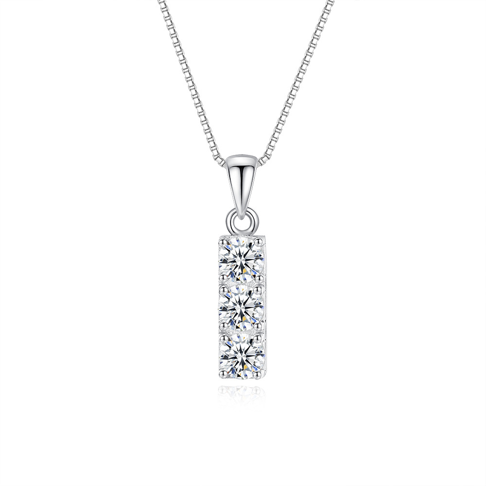 TaiYang 2026 New Geometric Cube Pendant Necklace with Three 4mm Moissanite With S925 Sterling Silver, Light Luxury Collarbone Chain Gift for Women