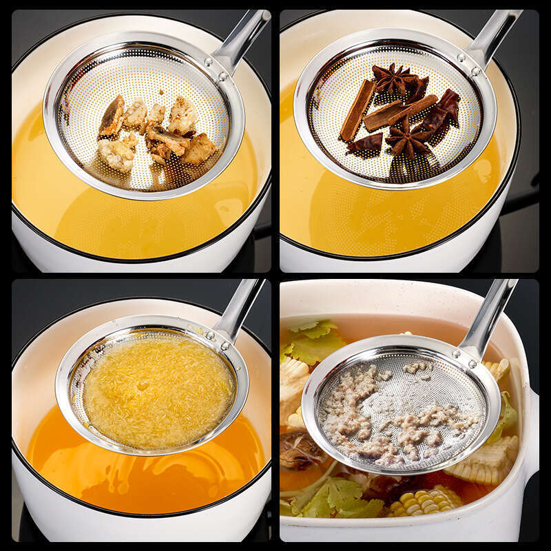 304 Stainless Steel Oil Separator Filter Spoon 12cm Household Kitchen Soup Skimmer Anti-scalding Foam Remover Dense Strainer Wholesale S260131