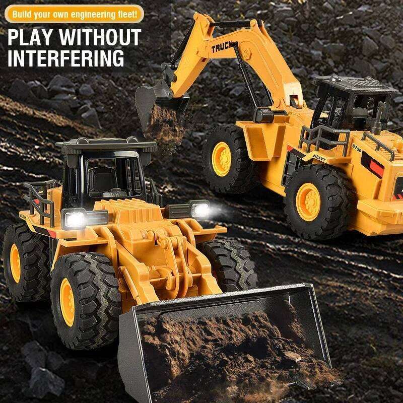 9Ch Rc Dump Tractor Remote truck Excavator 2.4G Radio control car Alloy Engineering Vehicle Children's Toys for Boys kid Y260131