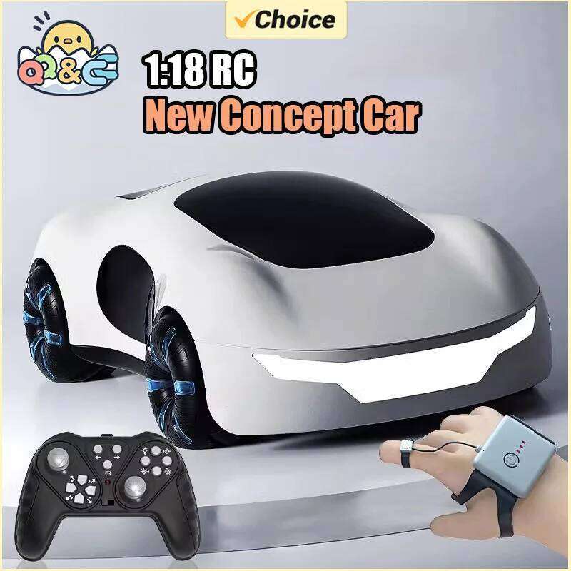 2.4G 1/18 RC Toy with Spray Light Kids Light-Controlled Watch Stunt Drift Car Remote Control Toys for Boys Y260131