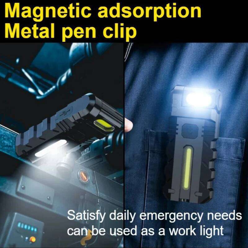 Multifunctional Pocket Magnetic Flashlight With Clip Waterproof Rechargeable Torch For Outdoor Camping Fishing Emergency Lantern H260131