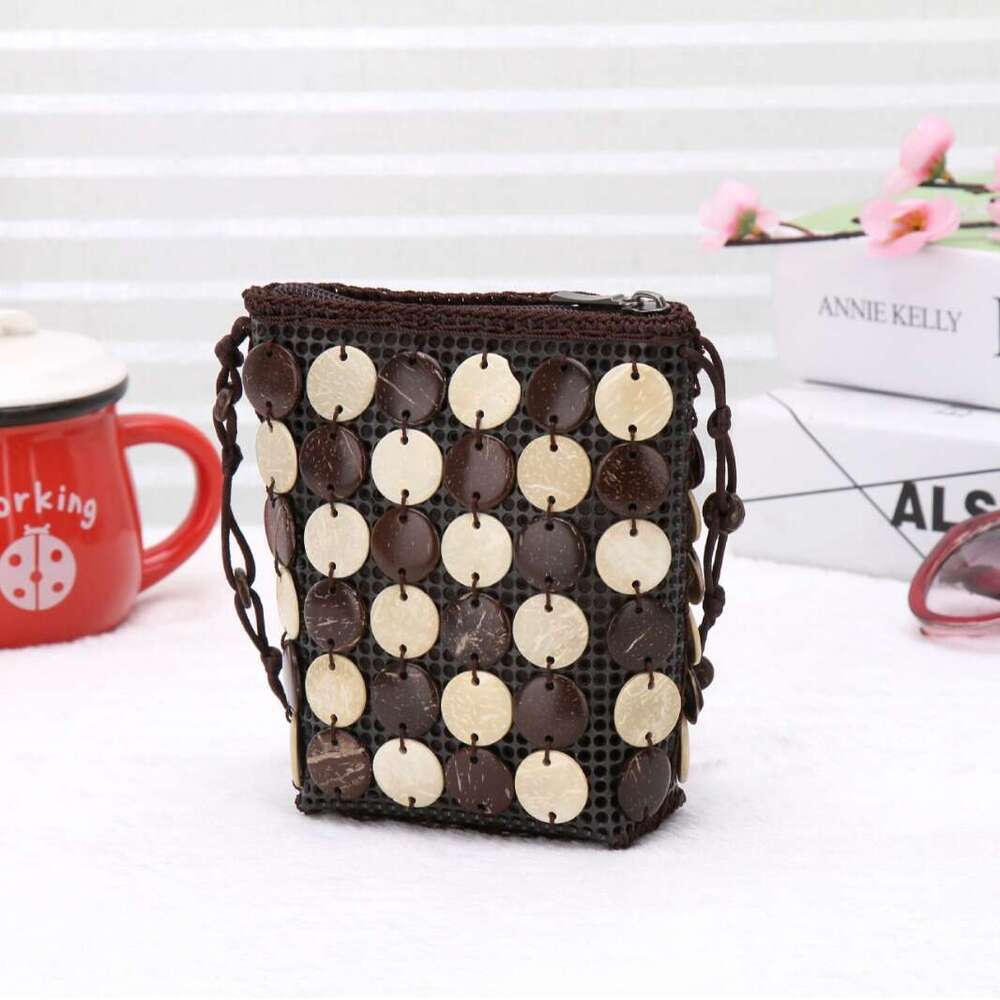 Crossbody Single Shoulder Coconut Shell Beaded Phone Coin Purse Ethnic Women's Bag For Tourist Attractions Dropshipping
