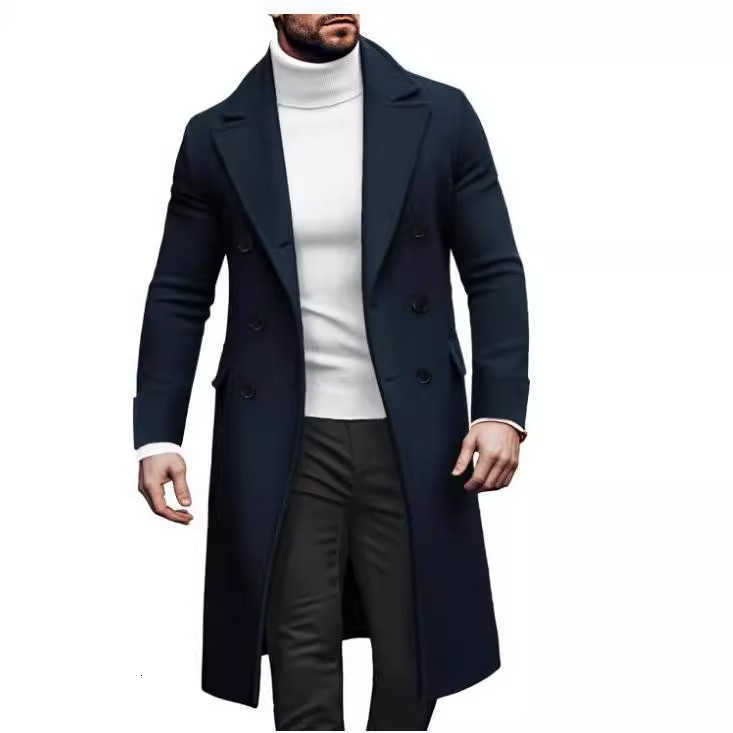 Custom Mens Long Red Wool Coat - Double-Breasted British Fashion New Autumn/Winter Trend Fixed-Length X260131