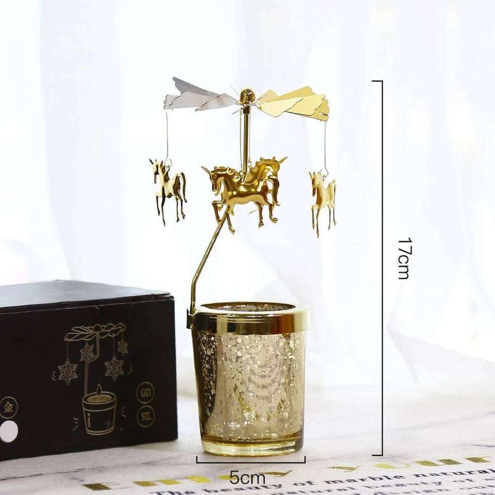 Gold Metal Rotating Tealight Candle Holder for Table Design Candlesticks - Elegant Dining Room Decor, Unique Centerpiece Y260131