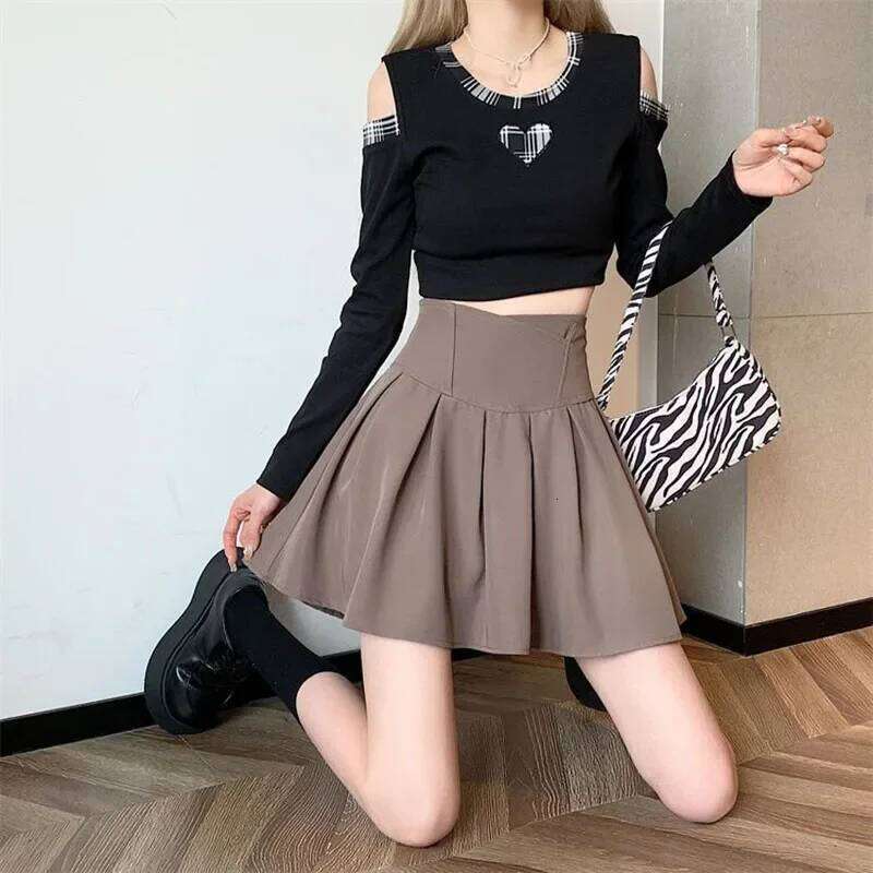 Lucyever Fashion Women Zipper High Waist Mini Korean Style Anti-Glare Pleated Skirt Female Show Leg Length A-Line Skirts XJ260131