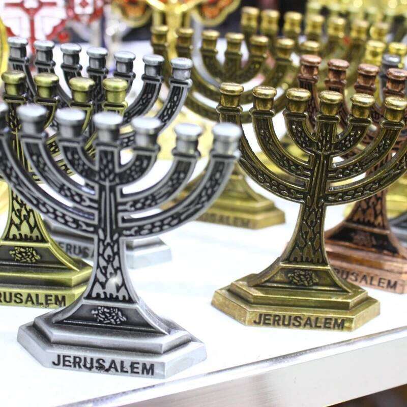 12 Tribes of Israel Menorah Jewish 7 Branch Holder Jerusalem Temple Candlestick Religious Candelabra for Church 87HA Y260131