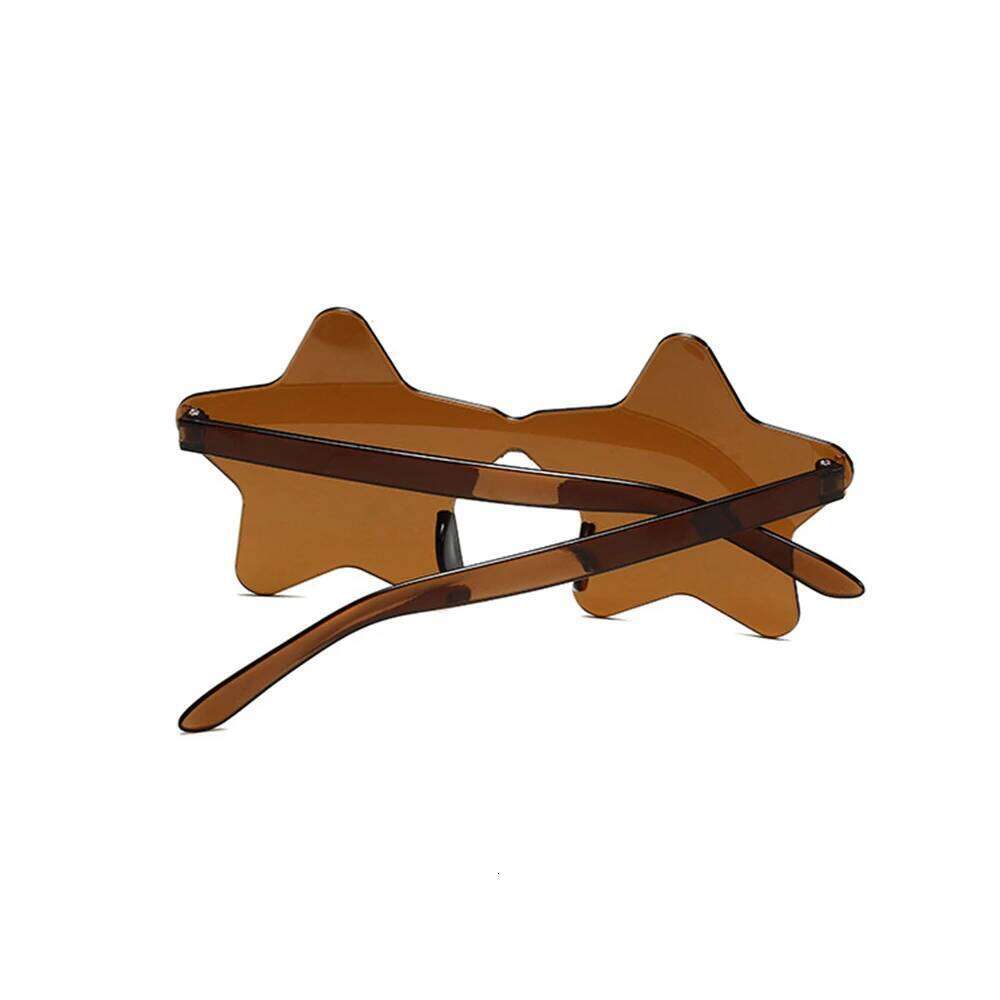 1Pc Frameless Star Shaped Solid Color Cosplay Eyewear Cool Disco Glasses For Women Men Fashion Pentagram Sunglasses H260130