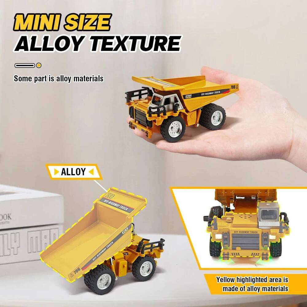 1/64 Mini Rc Dump Truck Alloy Diecast Liftable Remote APP Control Desktop Engineering Collection Cars For Boys Kid Gift Y260131