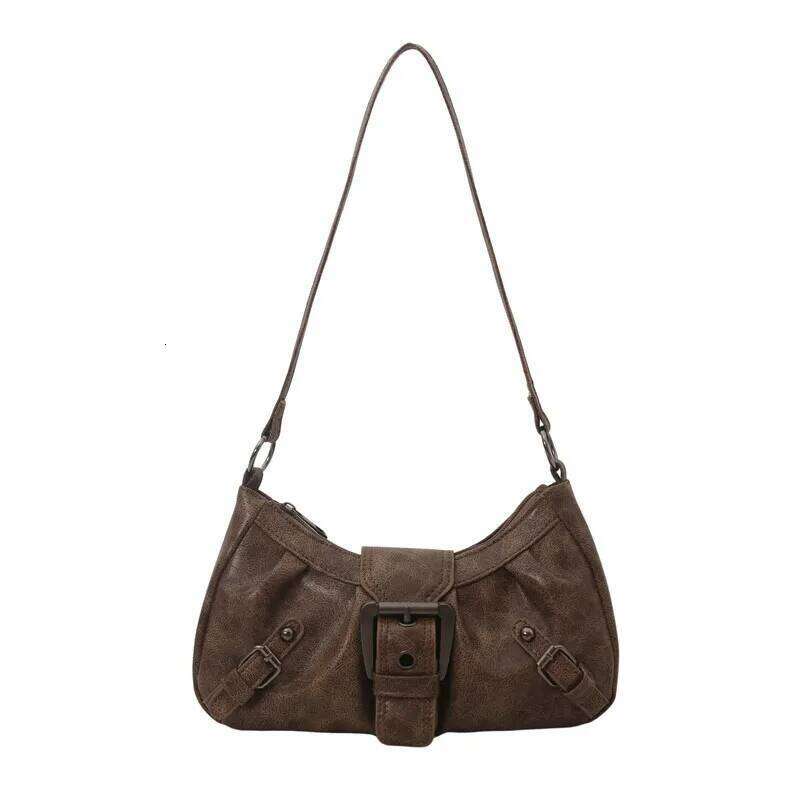 Casual Y2k Style Underarm Bags for Women Trendy Belt Rivet Design Cool Hot Girls Shoulder Bag Solid Color Ladies Handbags Purse XJ260130