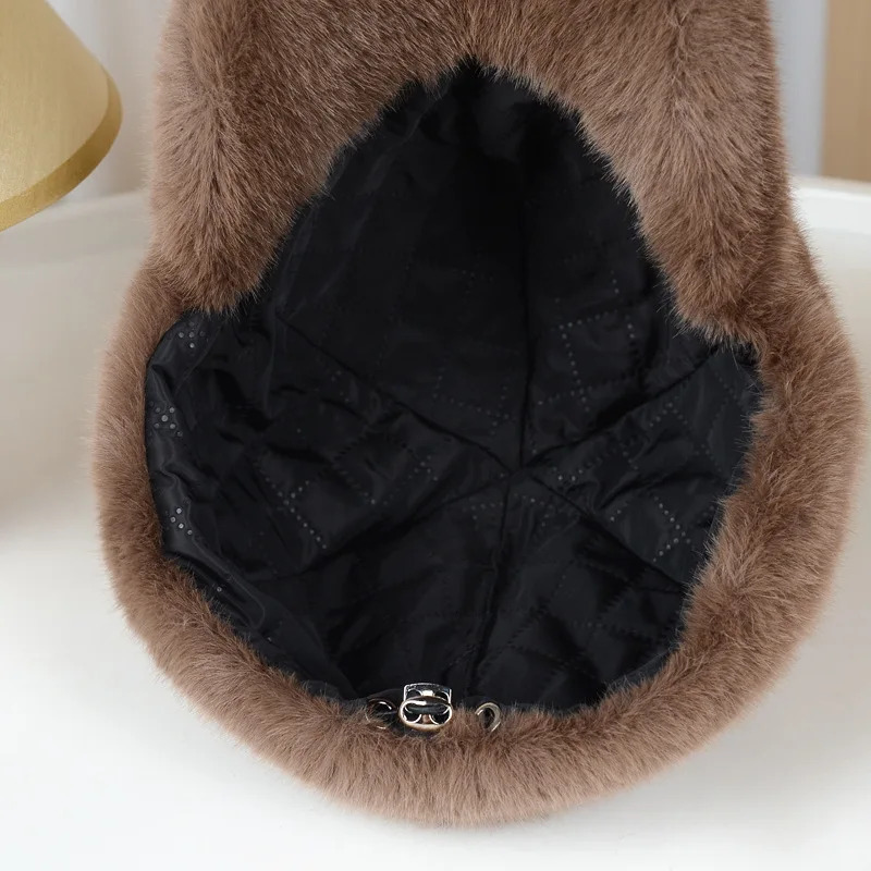 Fashion Solid Color Fluffy Faux Fur Baseball Hat Outdoor for Womens Thick Thickened Cap Men Winter Warm Hats 260120