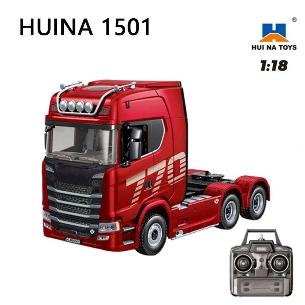 HUINA 1501 Car Head 770S V8 1/18 RC Alloy 19CH Engineering Trailer with Light and Sound Tractor Truck Toys Y260131