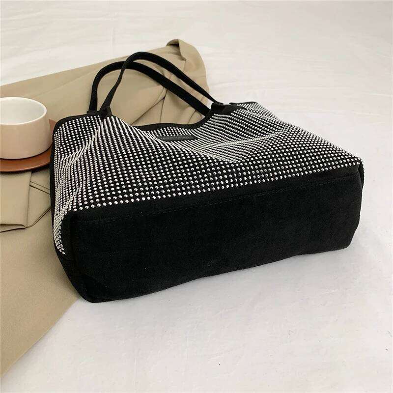 Hasp Pu Ladies Shoulder Rhinestone Design Sewing Thread Bags for Women New Fashion Underarm Shopper Totes XJ260130