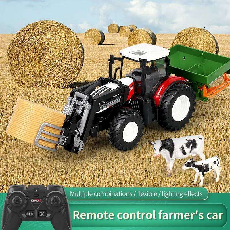 RC Car Tractors Trailer 2.4G Radio Controlled Farm Cars Farming Simulator Truck Miniature Farmer Animal Model Toys Children Boys Y260131