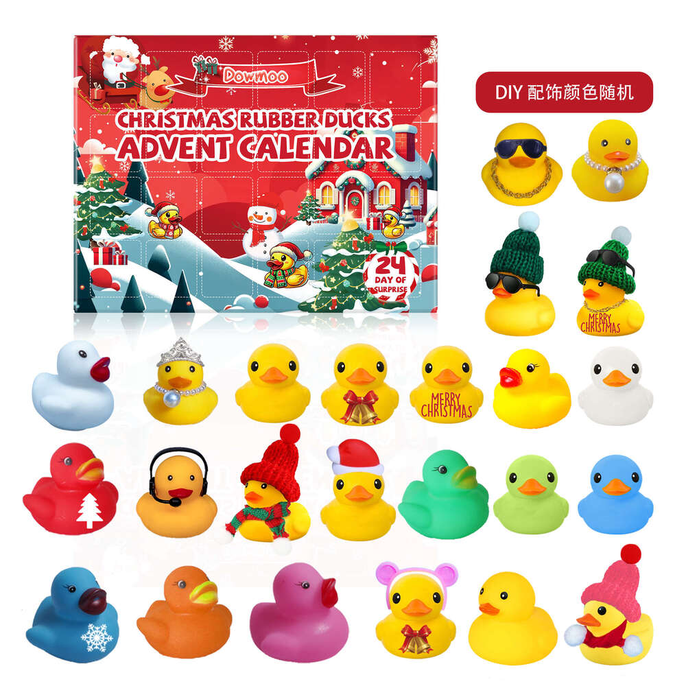 Dowmoo 24-Grid Advent Rubber Little Yellow Duck Christmas Blind Box Cartoon Toy Children's Gift S260131