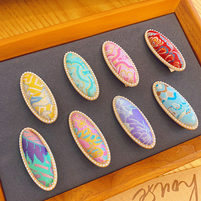 Fashionable New Hair Clip Side Clip Handmade Exquisite Chinese Style Pearl Edge Clip Hair Accessory Head Accessory Premium Gift