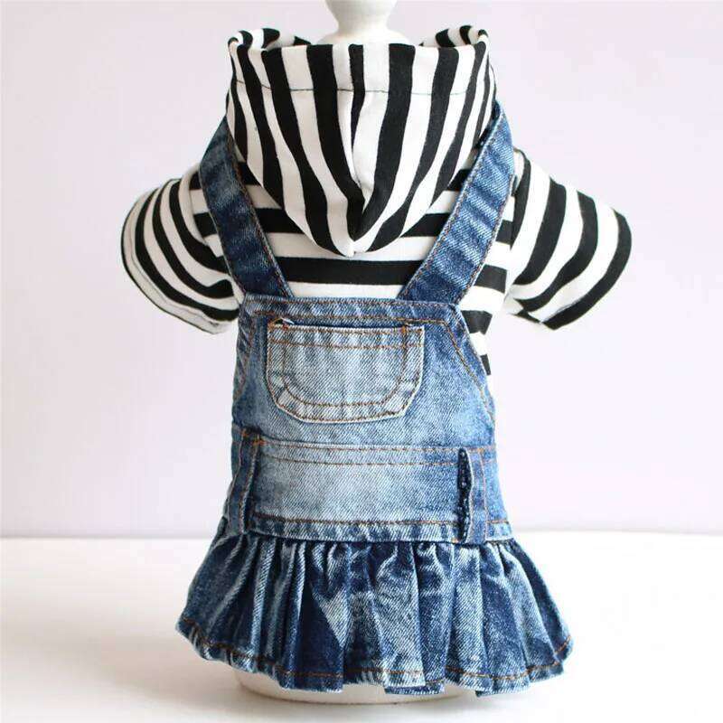 Denim Dogs and Cats, Cotton Clothes Small Dogs, Puppy Hoodie, Skirt for Spring, Chihuahua, Yorkie Outfit H260129