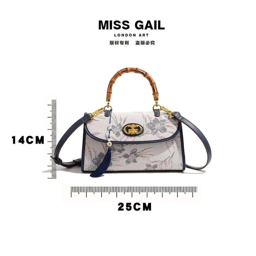 Women's handbag brand light luxury new Chinese style retro hand embroidered bag bamboo joint single shoulder crossbody