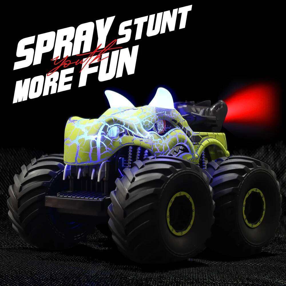 Cracked Dinosaur Stunt Buggy Spray Lights Spinning Climbing Children's RC Toy Car Y260131
