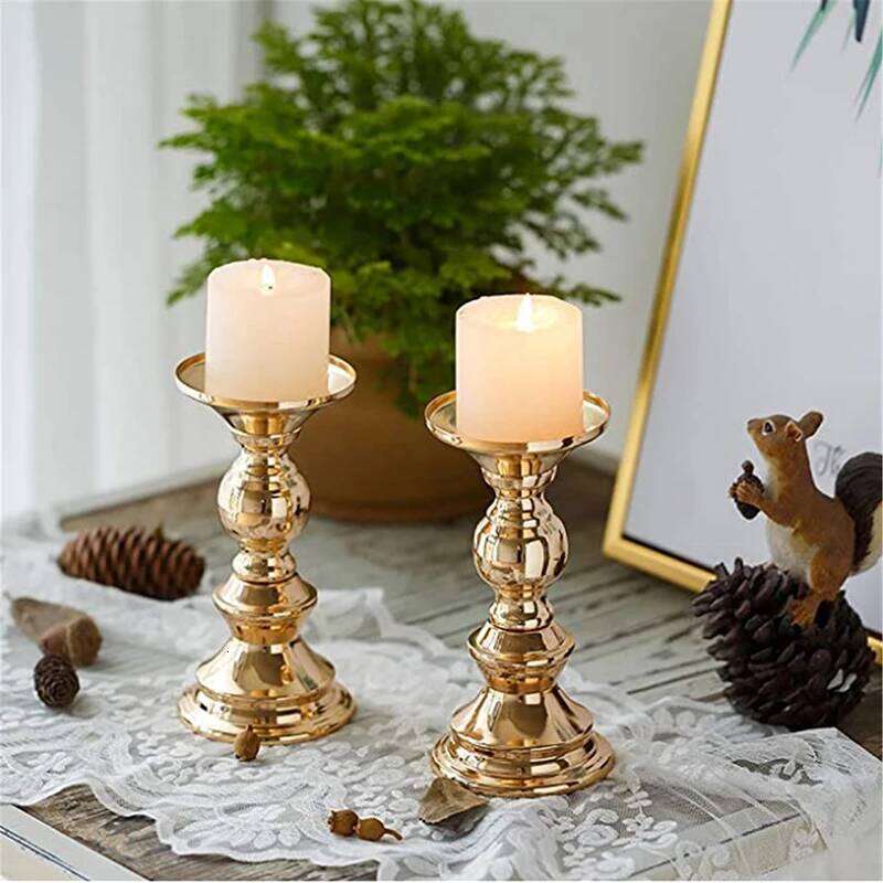 Golden Candle Holders Table Decorations Metal Stand Candlestick For Wedding Birthday Bar Party Living Room Home Decor Y260131