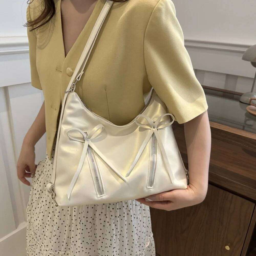 All-match Silver Bowknot Shoulder Korean New Style Y2K Tote Elegant Fashion Bow Crossbody Bag Ladies/Girls XJ260130