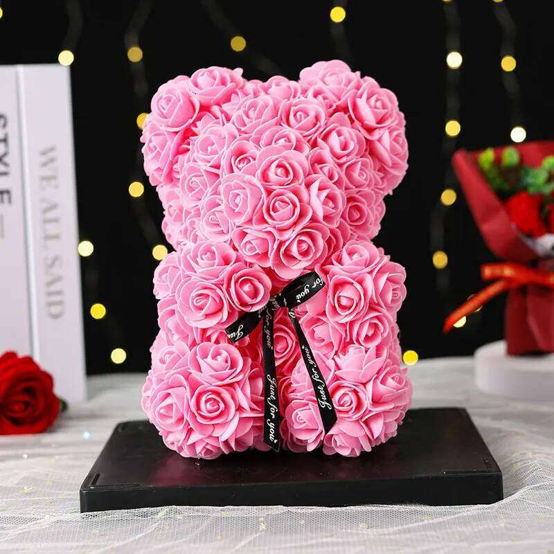 1pc Rose Artificial Foam Flowers Bear Romantic Creative Gifts for Valentines Day Anniversary Wedding Birthday with Box Y260131
