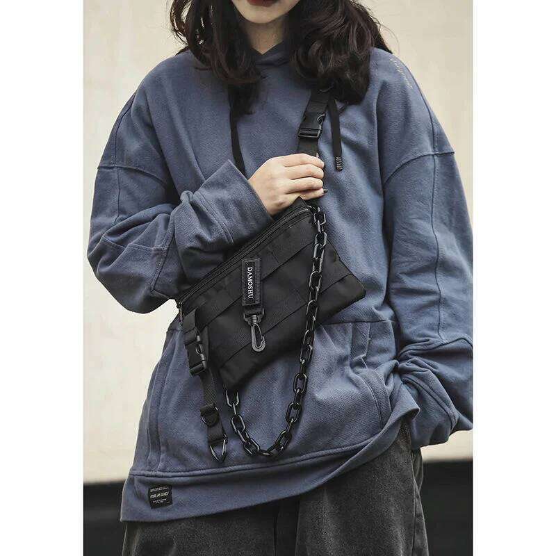 Shopper Nylon Shoulder Gothic Black Crossbody Messenger Tote Bags For Men Women's Hip Hop Techwear Satchel Waist Goth Handbags XJ260131