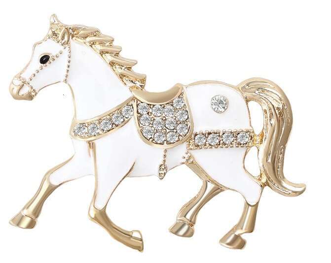 French New Style Creative Alloy Enamel Oil Drop Rhinestone Horse Brooch Exquisite Women's Clothing Accessories Pin Versatile Matching Piece