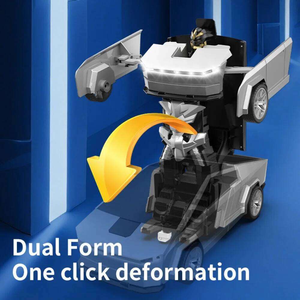 Remote Control Transforming Robot Car Toy Kids 2.4GHz RC Vehicle with LED Lights, 360 Spin, Drift Mode, Gift for Boys Y260131