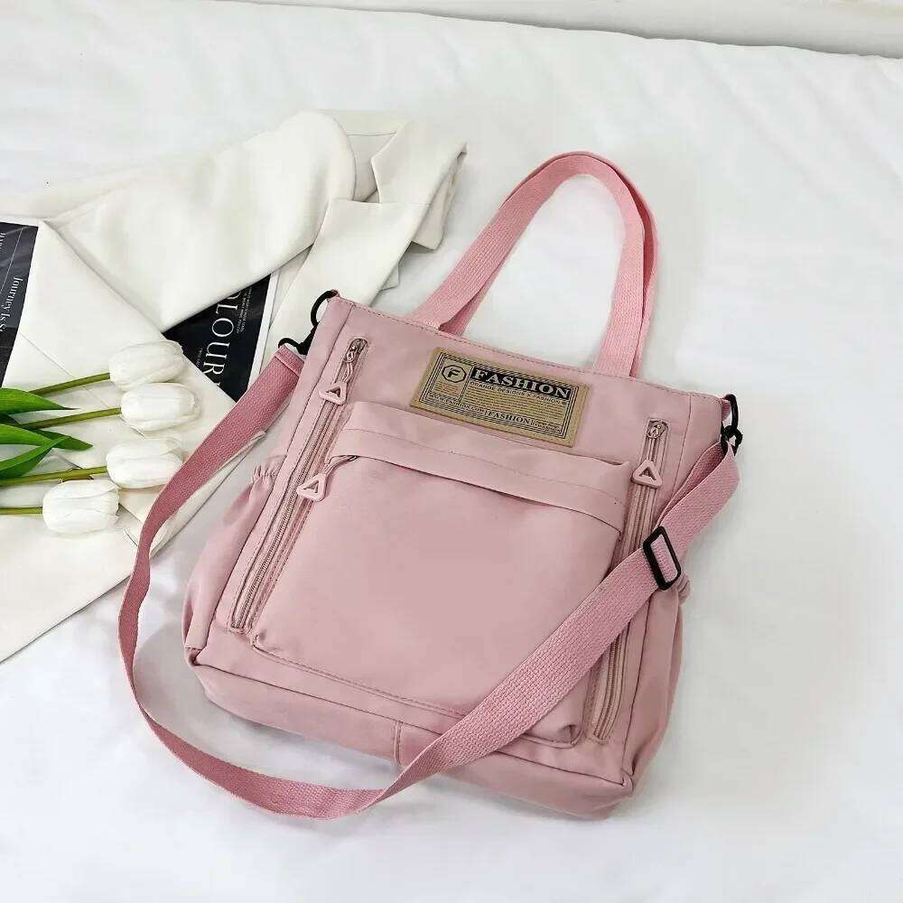 Newest Female Teens Students' Shoulder Bag Style Contrast Color Handbag Stylish Nylon Korean Crossbody Shopping Bags 2024