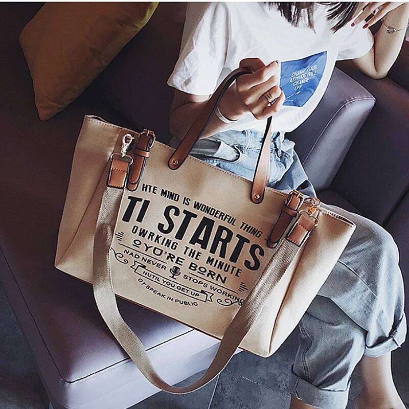 Luxury Design Crossbody Handbag Totes Female Vintage Large Capacity Messenger For Women Fashion Canvas Shoulder Shopping Bag XJ260130