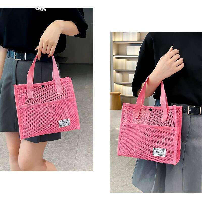 Minimalist Large Capacity Mesh Beach Women's Handle Bag Shopping Travel