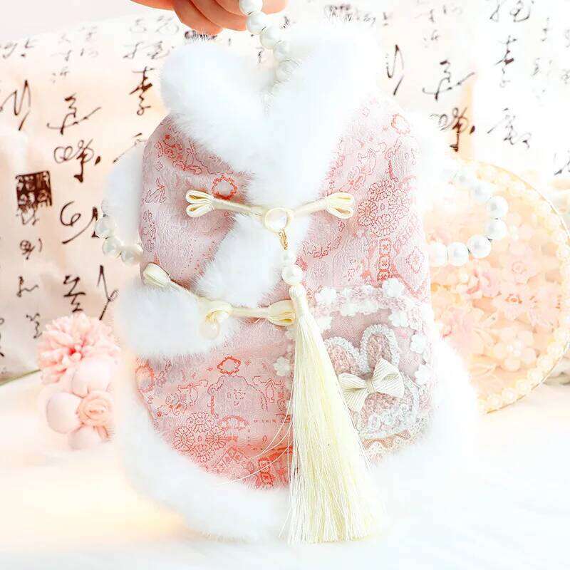 Chinese Style Dog Coat Autumn Winter New Thickened Soft Princess Dress For Small Dogs Schnauzer Bichon Clothes H260129