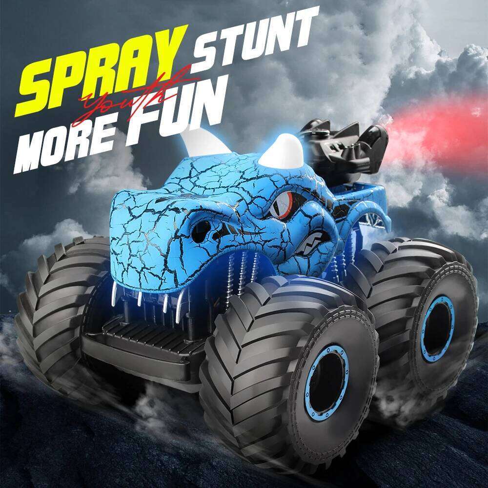Cracked Dinosaur Stunt Buggy Spray Lights Spinning Climbing Children's RC Toy Car Y260131