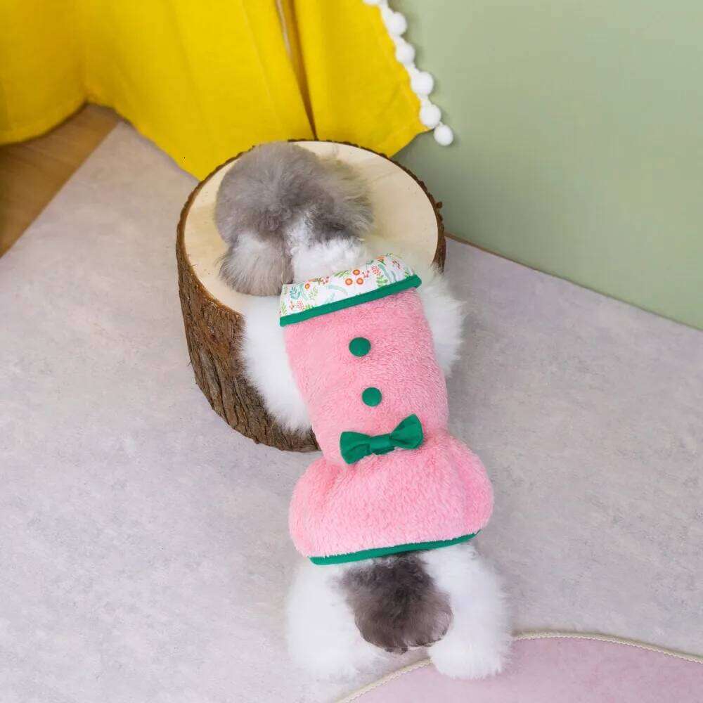 Cute Puppy Winter Dress Princess Warm Pet Clothes Cat Outfit Skirt Autumn Small Medium Dog Coat H260129