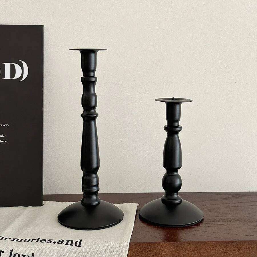 1PCS Black Candle Holder Nordic Living Modern Decoration Table Room Creative Candlestick Glass Vase Bookshelf Decor Y260131