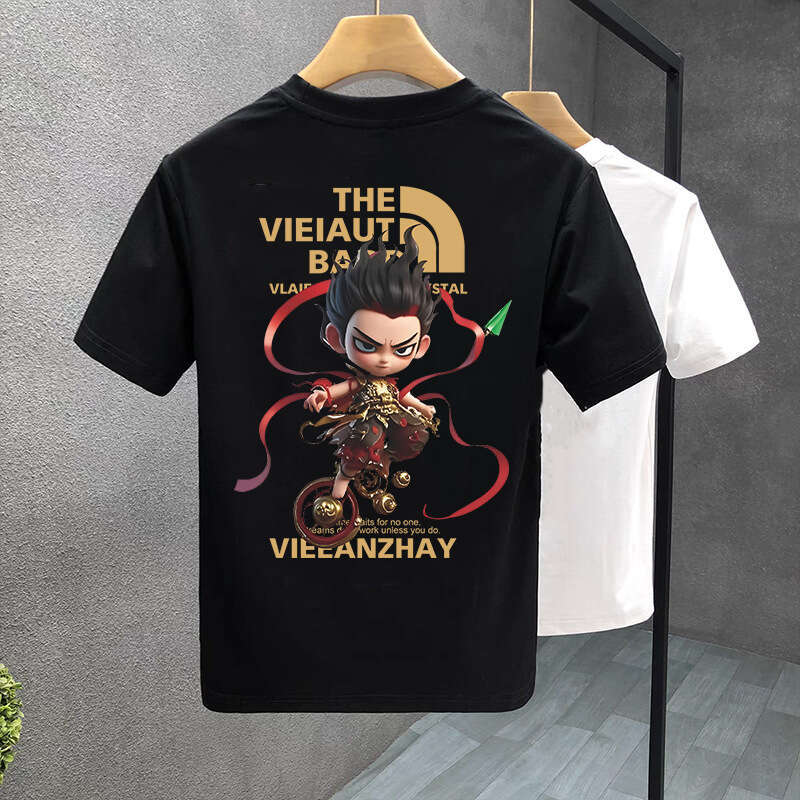 National Heavyweight Printed Short T-Shirt For Youth Men And Women Summer Ins Trend Brand Nezha Top Loose Round Neck Half Sleeve Luanyun Luanyun