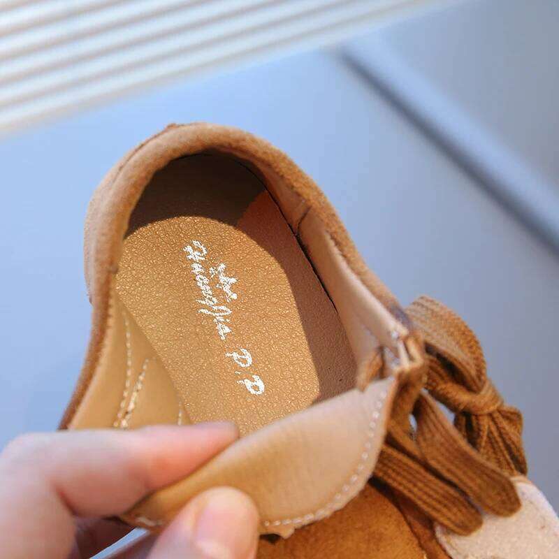 Children's 2-18 Years Old Khaki Boys Girls Casual Four Seasons Models Coffee Soft Non-slip Kids Leather Shoes Y260128