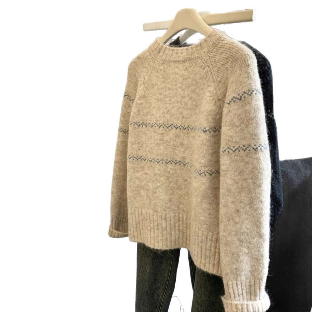 Cut Label Floral Embroidery Pullover Sweater Women's Autumn Winter Lazy Style Loose Knitted Top