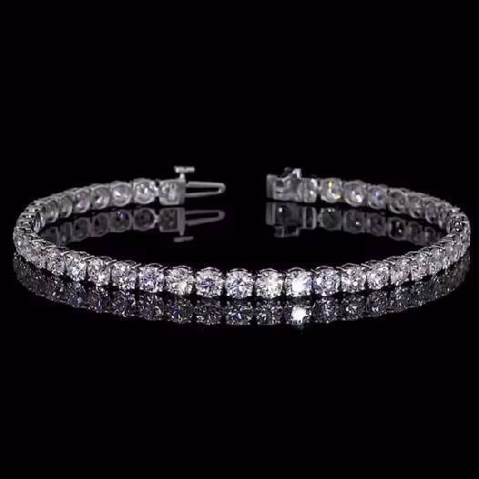 Hiphop Moissanite Bracelet 5mm Round Brilliant Cut 925 Sterling Silver Iced Out VVS Moissanite Tennis Chain