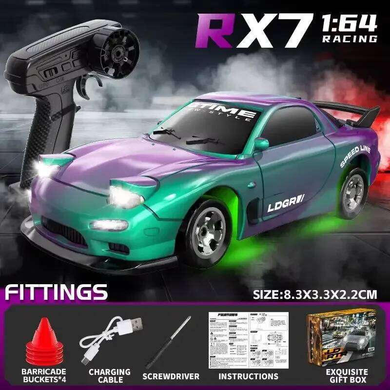 New 1:64 Mini Desktop Simulation Rc High-Speed Car 2.4g Pocket Four-Wheel Drive Drift Remote Control Toy Boy Gift Y260131