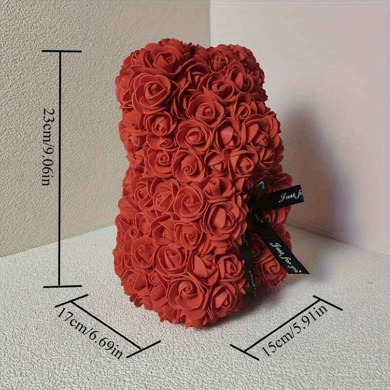 Artificial Foam Immortal Rose Bear - Perfect for Valentine's Mother's Day, Anniversaries, Weddings, Birthdays and Christmas Y260131