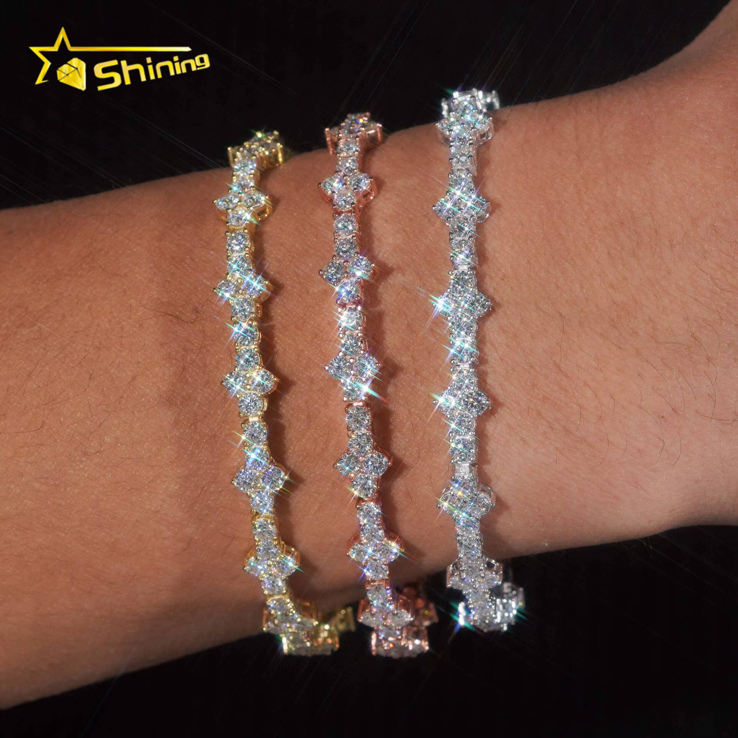 925 Sterling Silver Fast Delivery Cross Tennis Necklace Bracelet Pass Diamond Tester GRA Certified VVS Moissanite Tennis Chain