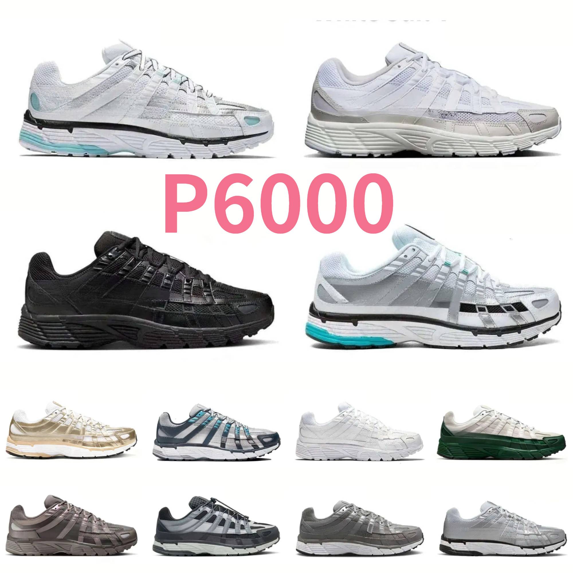 Designer P6000 Sneakers Men Women P6000S Running Shoes Triple Black White Khaki Wolf Grey Pink Metallics Blue Silver Outdoor Sport Women Outdoor Walking Trainers S9