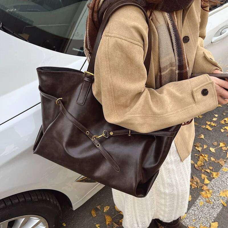 Bag Designer Retro PU Leather Shoulder Handbag for Women Winter Trend Y2K Fashion Handbags Females Travel Luxury Tote Bags