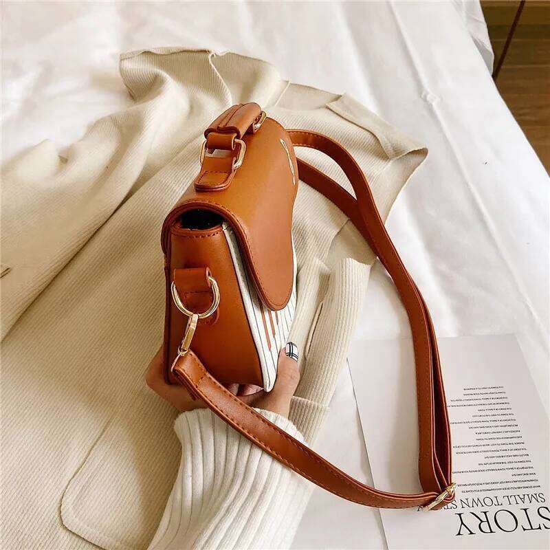 Women's Fashionable Piano Crossbody Bag, Cartoon Theme, Anti-Fouling, Plaid Pattern, Lining, Edge Paint Details, Postman Style